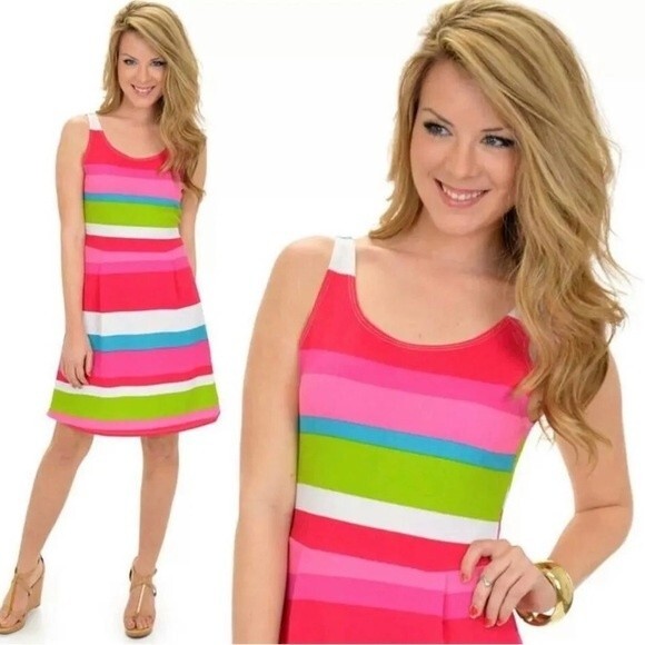 Fascination beautiful vibrant colors color block boutique dress size small - Picture 2 of 5
